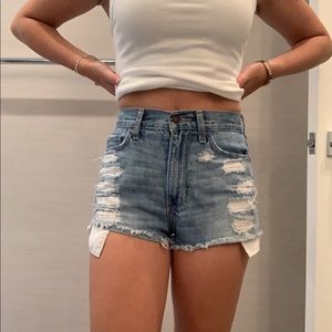 high wasted ripped jean shorts